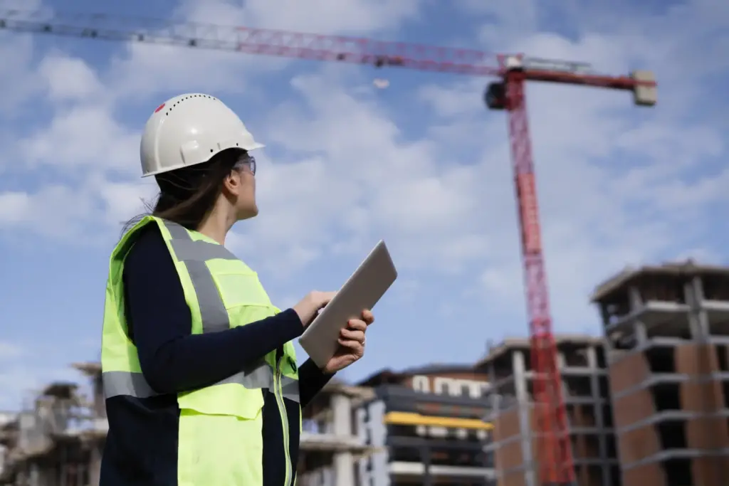 Female project manager at construction site