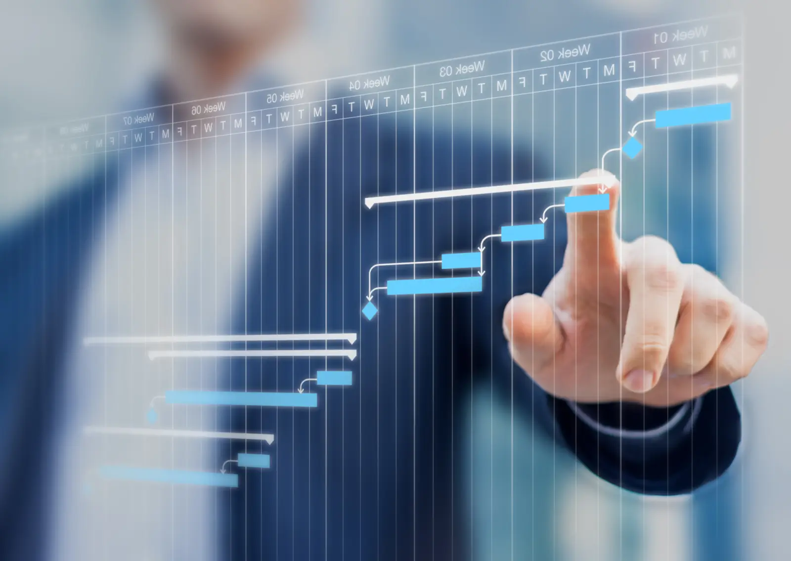 Man pointing at a graph