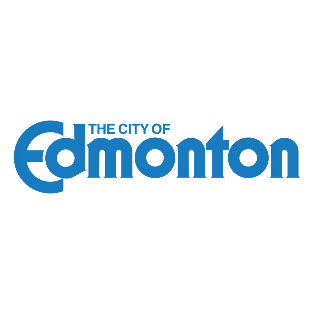 logo that reads the city of Edmonton in blue